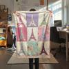 Paris Eiffel Tower Print Flannel Blanket, High Quality Comfortable for All Seasons, Home Decor, Warmth and Comfort, Perfect for Christmas Gifts91