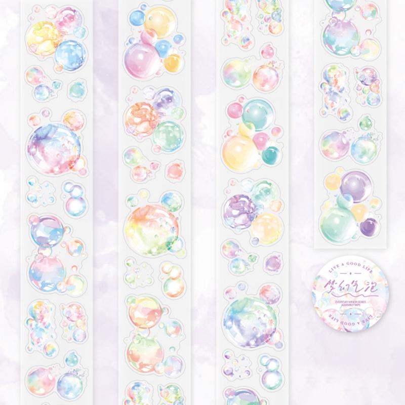 Mr. Paper 4Style 1Roll/bag Illusion Bubble Series Long Loop Die-cut PET Tape DIY Handbook Decoration Material Tape