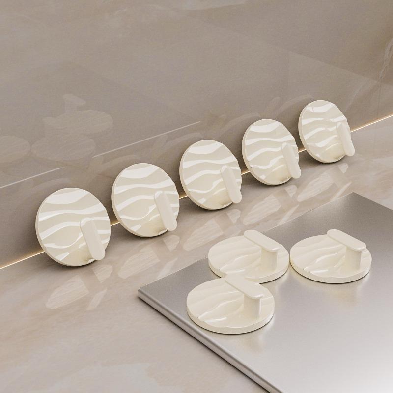 Home-use Hexagonal Water Ripple Hooks - No-drilling Bathroom Door Back Invisible Hooks - Bathroom Adhesive Round Hooks