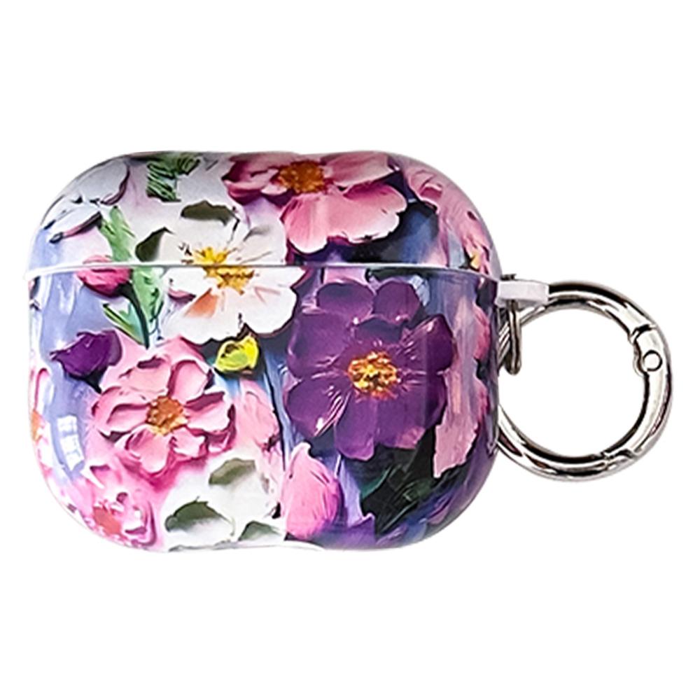 

For Apple AirPods 3 TPU Case Oil Painting Design Water Transfer Decal Earphone Protective Cover with Carabiner D