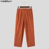 INCERUN Herren Gürtel Reißverschluss Hohe Taille Cord Lange Hose Casual Haremshose