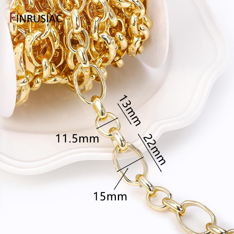 

New Trendy 14K Gold Plated Large Size Irregular Oval Chains For Jewelry Making Supplies, High Quality Jewelry Accessories Length 1m