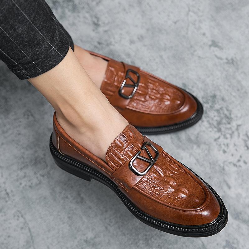 Leather Shoes Autumn Dress Casual Soft Sole Inner Height Increase Hair Stylist British Pointed Head Winter Velvet