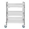 Stainless Steel Cart, 3-Tier Rolling Lab Utility Cart with Lockable Wheels, Medical Serving Trolley Clinic Tray, Heavy Duty Mobile Service Storage