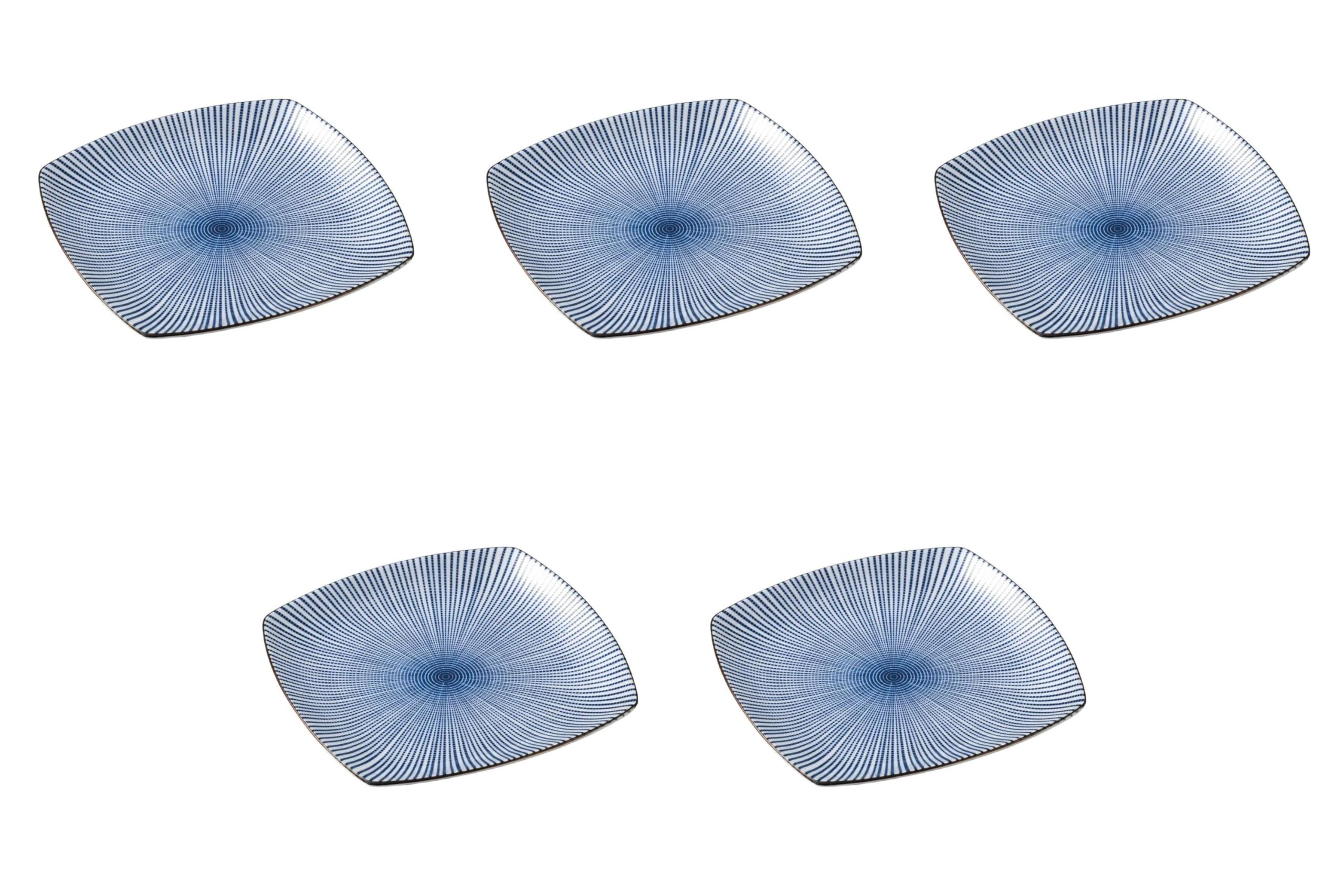 

Set of 5 Large Sendan Tokusa Square Plates x x Medium Square Plates by Setomonohonpo [23.2 23.2 2.8 cm]