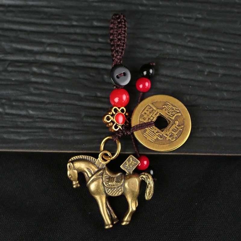 2026 Έτος του Κινέζικου Ζωδιακού Αλόγου Τυχερό Μενταγιόν Μπρελόκ Χάλκινο Φενγκ Σούι Πλούτου Μπρελόκ Γυναικείο Ανδρικό Γούρι για Τσάντα Κοσμήματα Δώρο