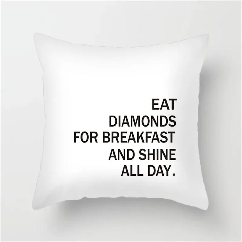 Office Sofa Car Cushion Cover Cartoon Black and White Simple Line Printing Luxury Home Decoration Pillow Cover