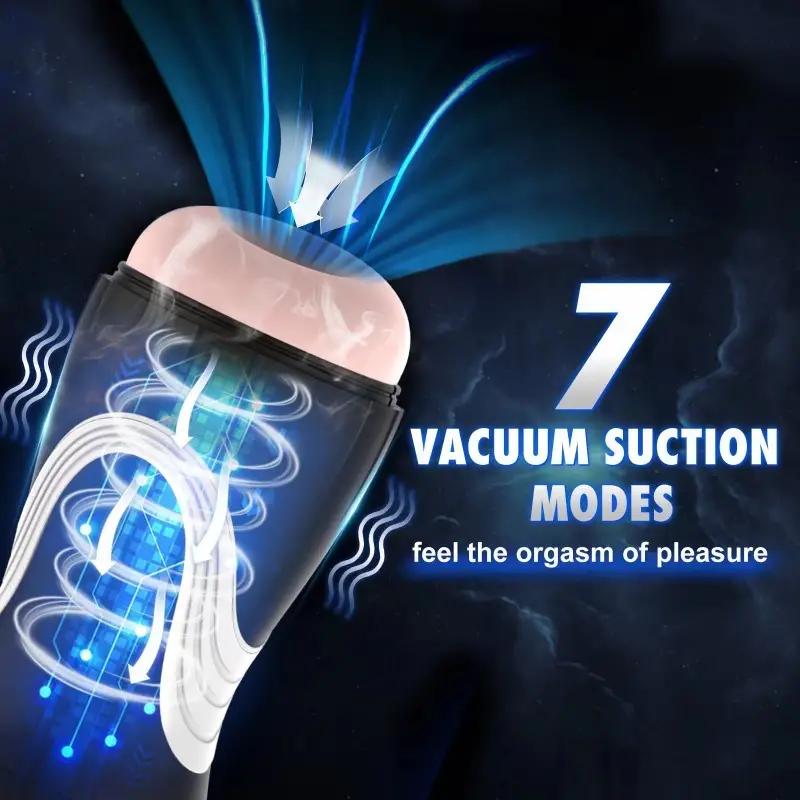 Men's Automatic Masturbation Cup Men's Masturbation 10 Frequency Vibration 7 Frequency Absorption 3 Tones One Click Burst TPE+ABS Material