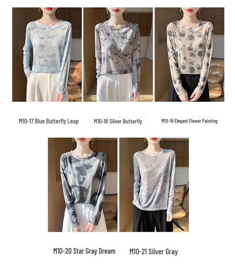 2025 Frühling/Sommer Retro Wasserlöslicher Batik Rundhals Damen Weiches Dünnes T-Shirt