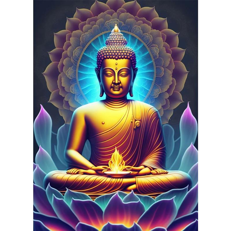 Lotus Meditation Buddha Statue Sculpture Art Poster Aesthetics Zen Religion Canvas Painting Edition Living Room Wall Home Decor