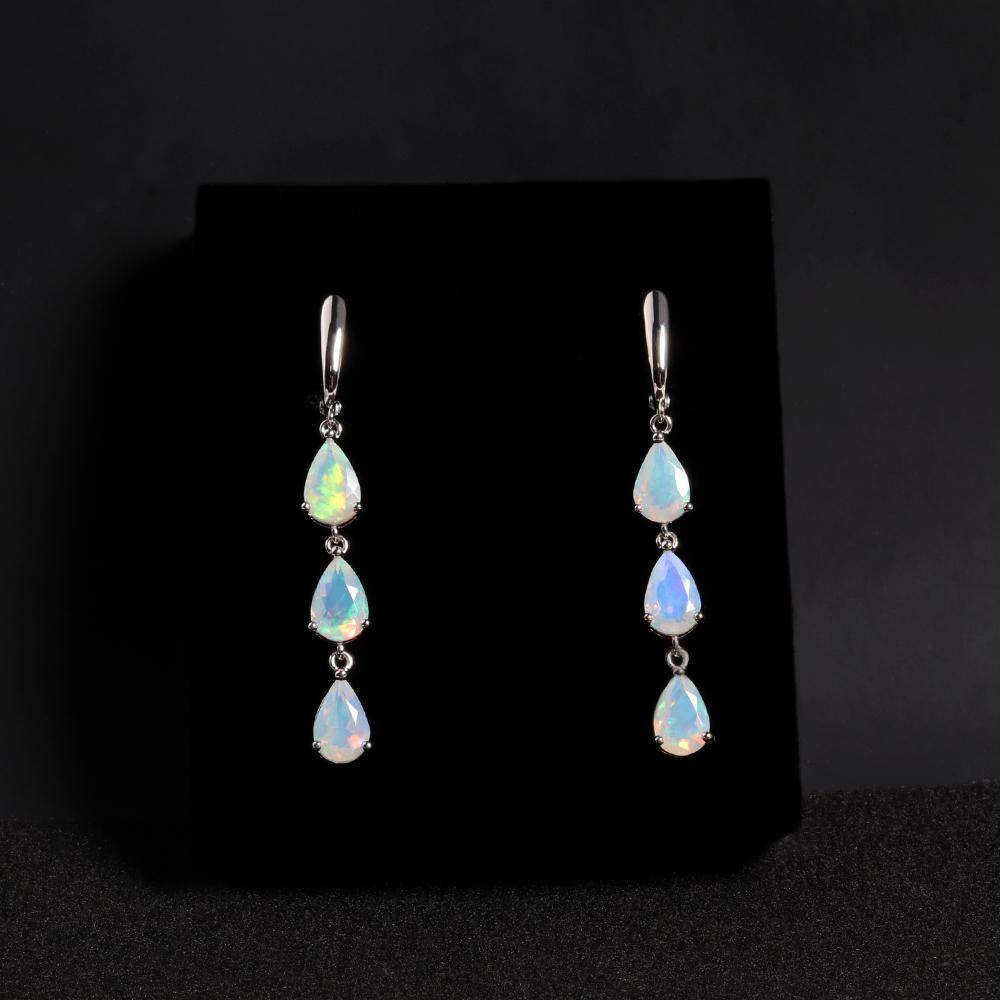 Boucles d'oreilles longues en opale d'éthiopie, en argent Sterling 925, bijoux de luxe fins pour femmes, joli cadeau