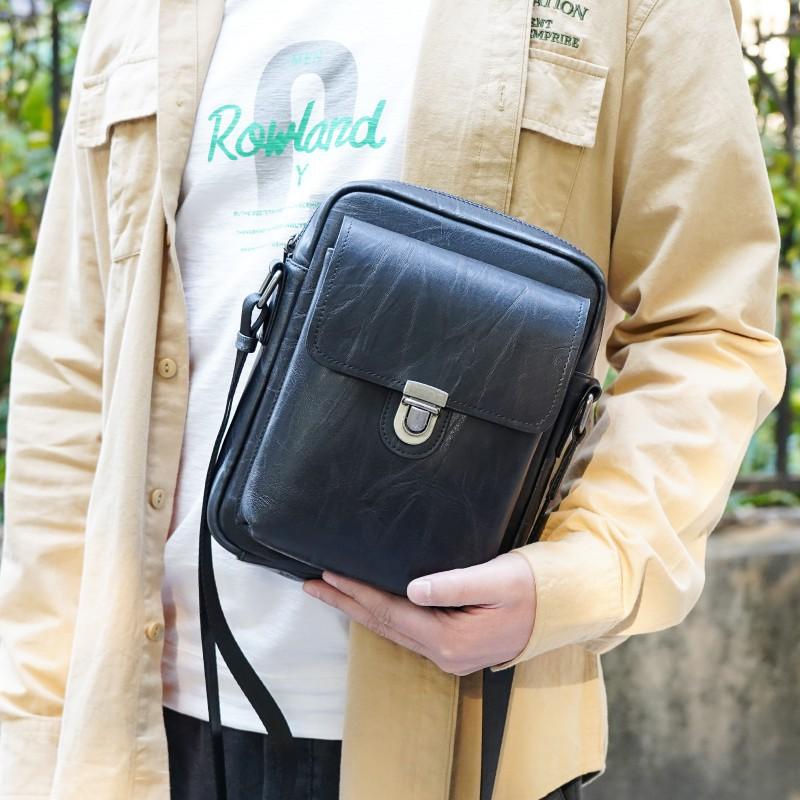 Men's Genuine Leather Shoulder Bag Soft Top Layer Cowhide Casual Simple Crossbody Light Luxury Brand