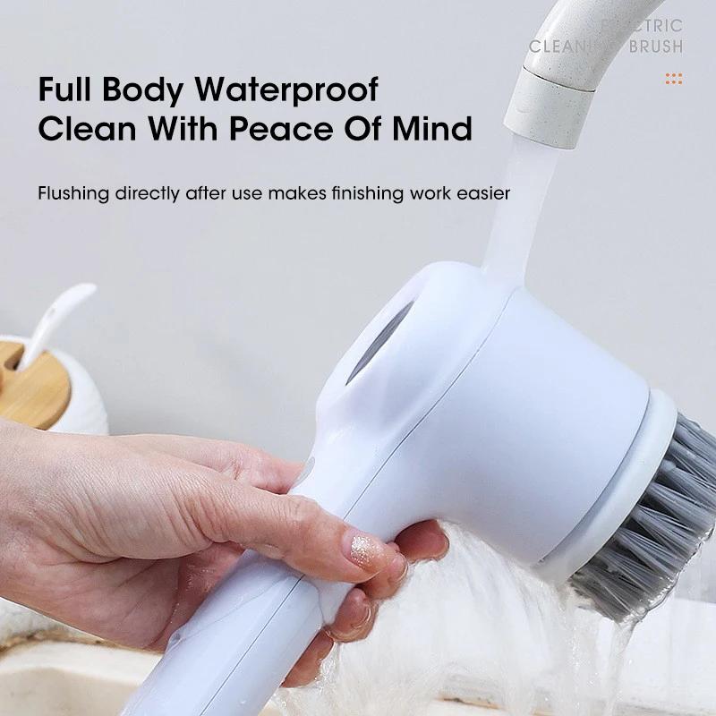 Electric Spin Scrubber Cleaning Brush Cordless Rechargeable Scrubber for Bathroom Kitchen Utensils with 5 Replaceable Brush Head