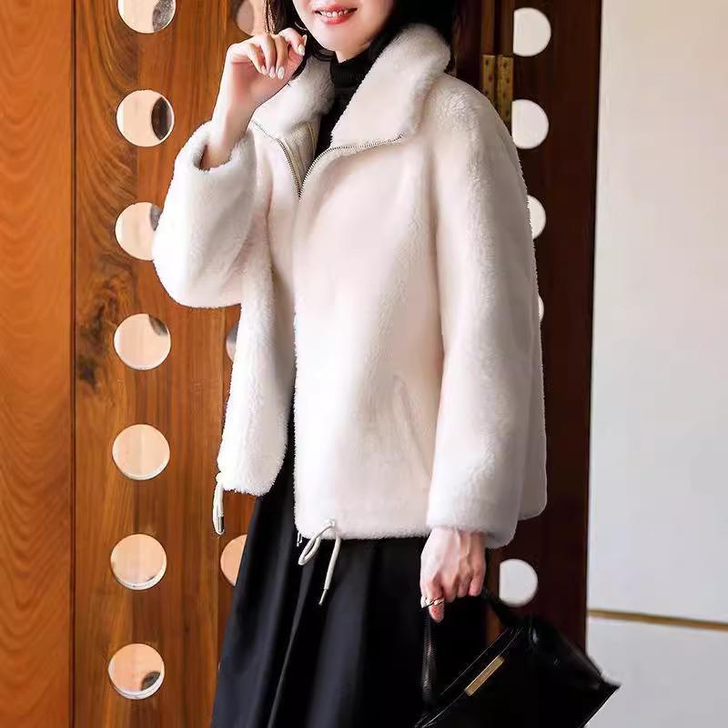 Autumn and winter large size women's clothing loose double-sided fleece turtleneck sweater fleece thickened warm fleece jacket women