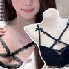 Women Lavender Lace Bra With Multiple Bows And Cross Straps