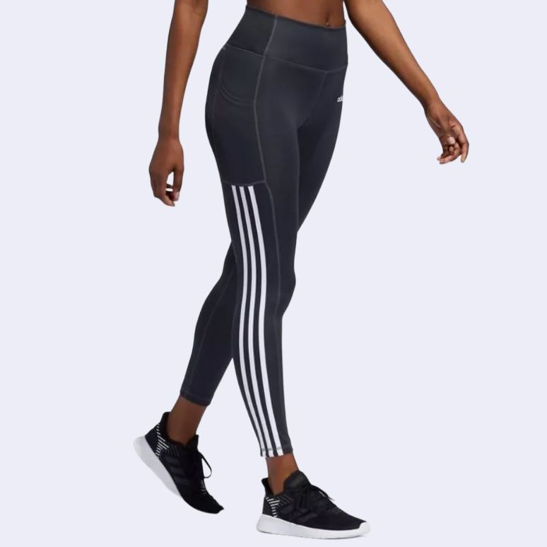 Adidas High Waist Comfortable Slim Fit Sports Long Pants Women Bottoms Dark-Gray White FN2758