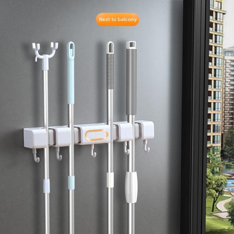 Mocowany do ściany wieszak na mopa bez wiercenia, hak na miotłę, mopa, stały wieszak, drzwi do łazienki, tylny stojak do przechowywania - Świetne narzędzie