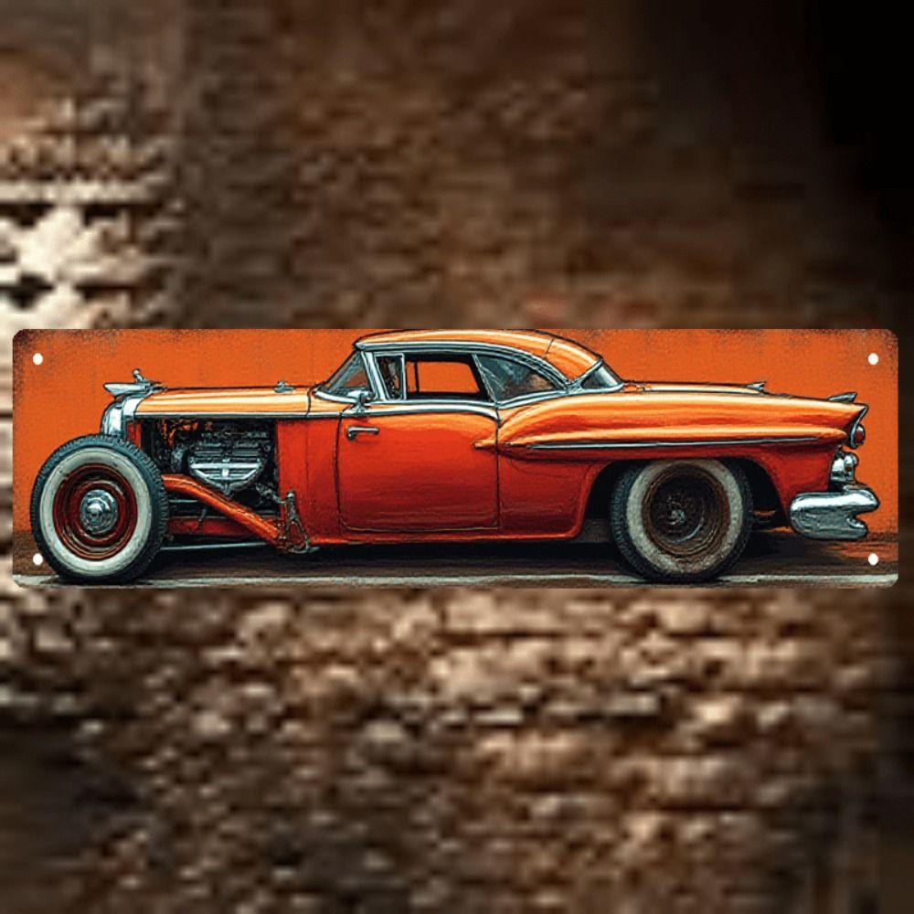 Vintage Metal Car Sign Decor Gift For Auto Lovers Garage Wall Art