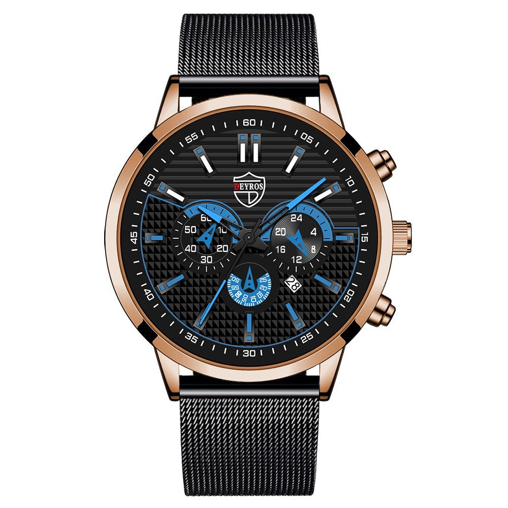 Trendy Men'S Watch Student Quartz Watch Stainless Steel Watch Calendar