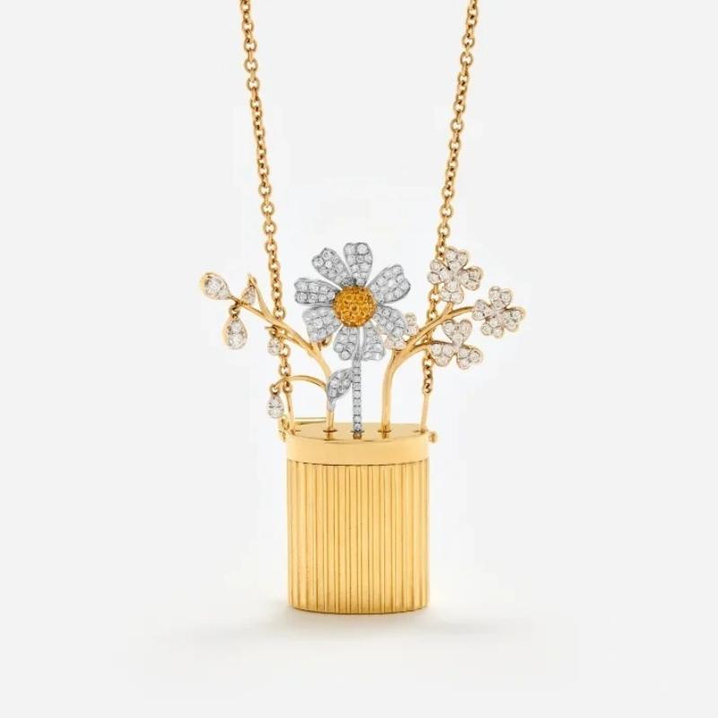 Handmade Flower Bouquet Necklace Lightweight DIY Flower Pendant Necklace Fashion Jewelry for Women Dating Wear
