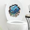Ocean World Dolphin Toilet Wall Sticker Self-Adhesive Removable Waterproof for Bathroom Underwater Home Decor Art