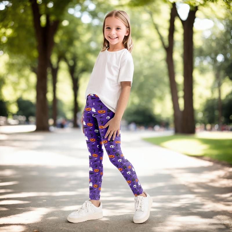 Girls' Leggings Thin Printed Sports Pants Halloween Themed Tights Children's Leggings