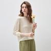 Kemengboka 2026 S/S Lyocell Tencel Knit Loose Long Sleeve Hollow T-Shirt