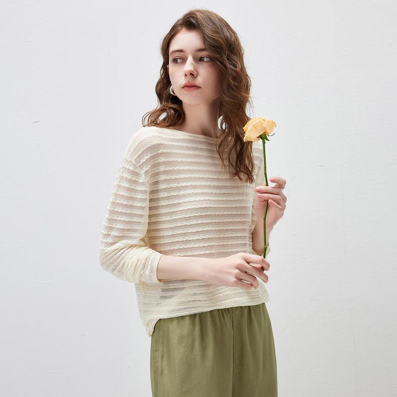 Kemengboka 2026 S/S Lyocell Tencel Knit Loose Long Sleeve Hollow T-Shirt