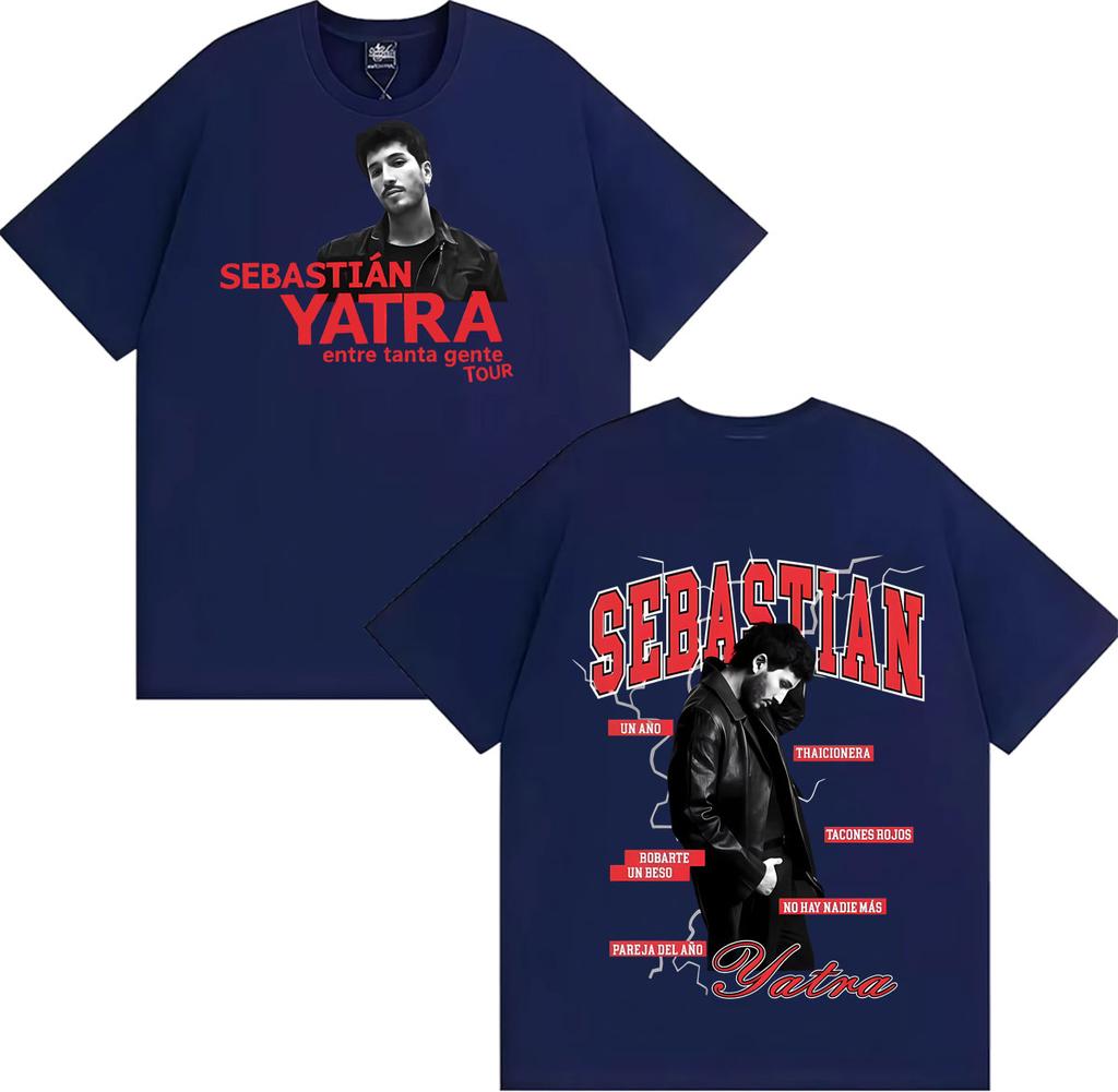 Sebastian Yatra Entre Tanta Gente Tour 2026 T Shirts Unisex Women Summer Gothic High Street Tshirt Vintage Casual Cotton Tee Shirt
