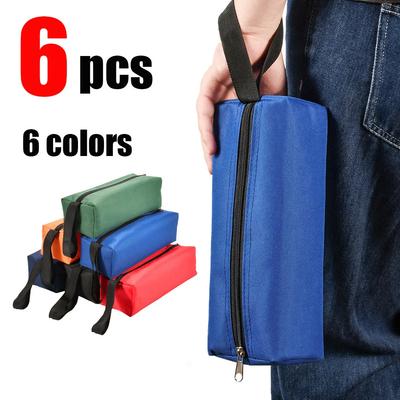 6pcs Hand Tool Bag Thick Canvas For Small Tools Screwdriver Wrench Tweezers Drill Bit Organizer Bag Waterproof Zipper Pouch