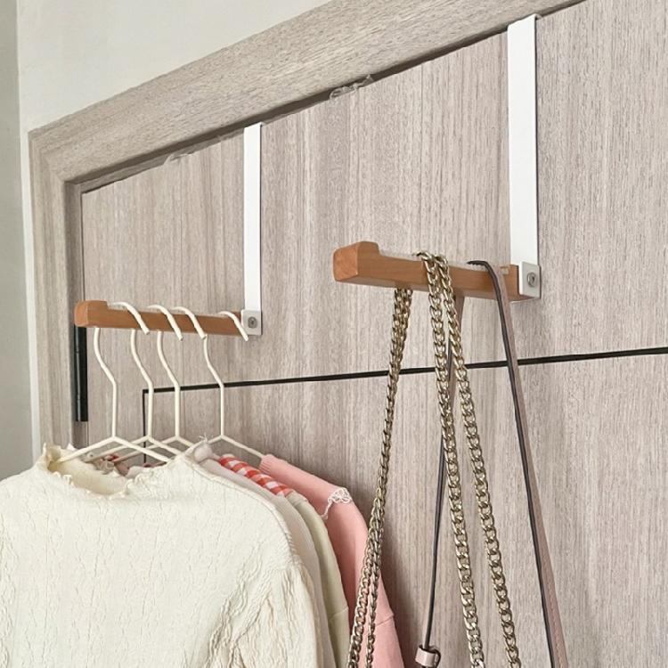 Multipurpose Over Door Hooks Foldable Wood Hanger With Nonslip Strips Space Saving Drying Rack For Bedroom Bathroom