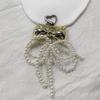 Imitation Pearl Bowknot Keychain Pendant Women Backpack Handbag Charm Lovely Heart Hanging Decoration Bag Phone Pendant