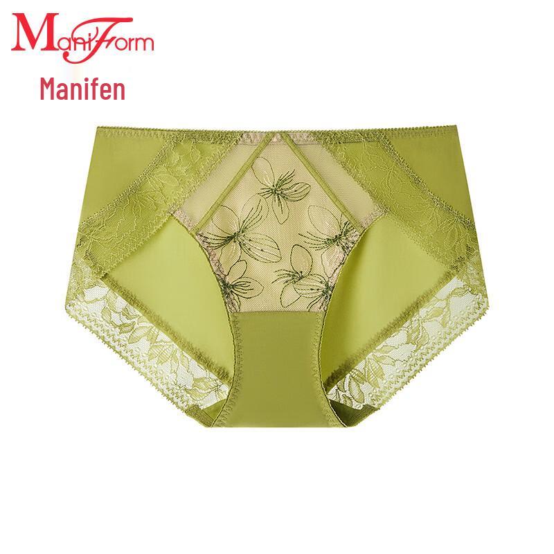 Maniform Sexy Lace Mid-Low Waist Cotton Crotch Briefs