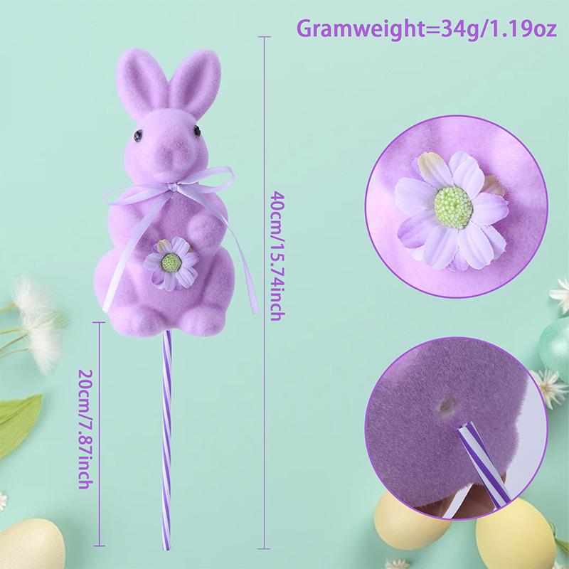 Easter Decoration Simulation Flocking Rabbit Desktop Window Party Props Home Decoration Spring Fat Rabbit Cutting Vase Accessory