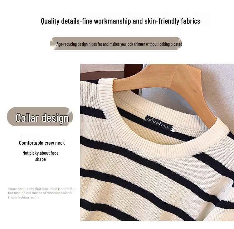 Plus Size Women's Summer Ice Silk Knit Slimming Short Sleeve Top