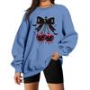 Women's Neck Long Sleeve Casual Loose Fit Sweatshirt Pullover with Color or Small Halloween Print