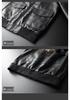 2021 Men's Lapel Embroidered PU Leather Motorcycle Jacket for Spring/Autumn - Casual Trendy Design