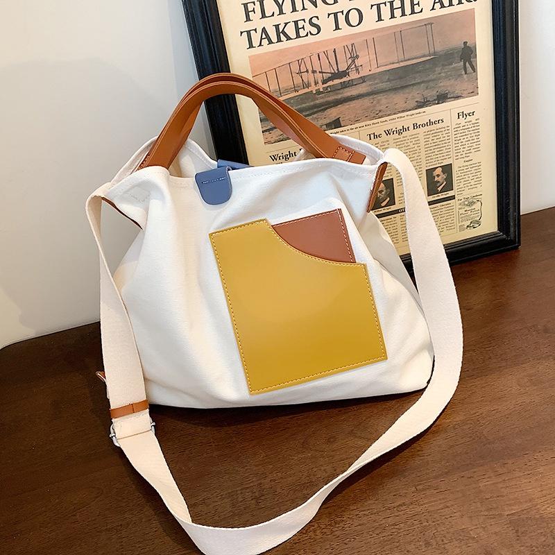 IELGY Korean design stitching ladies canvas bag