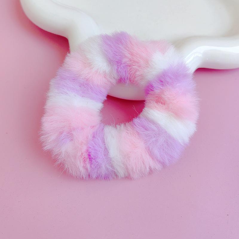 

Радужная 7 см плюшевая резинка для волос из искусственного кроличьего меха - Коллекция Осень/Зима - Многоцветный аксессуар для волос для женщин