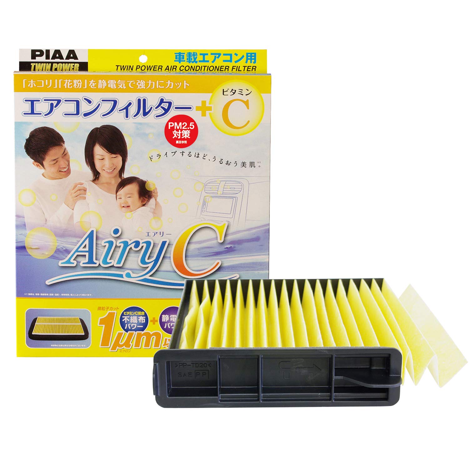 

PIAA Automotive Air Conditioner Filter Airy C Special Electrostatic 2-Layer Filter Replacement 1-Pack [For Nissan Vehicles] Cube, March, EV-5
