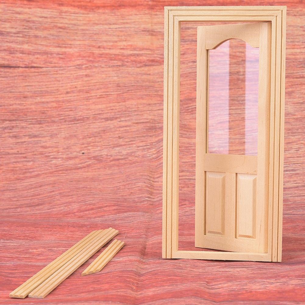 Mini Simulation Wooden DIY Door Furniture for 1:12 Doll House Accessory