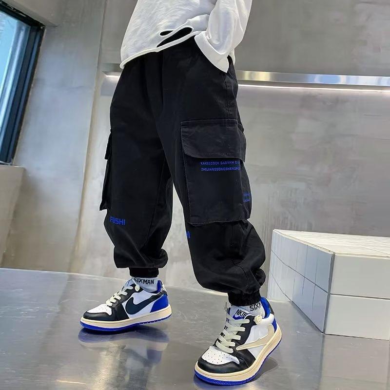 Nouveau Pantalon Cargo Garçon Printemps Automne Décontracté Style Long Pantalons Jogging Enfants Sport Plein Air 4-14 Ans