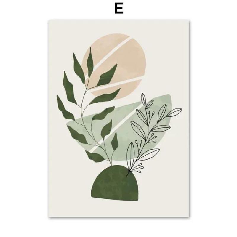 Boho Salbeigrün Pflanze Leinwandkunst Geometrisch Abstrakt Nordisch Wandposter Heimdekor Drucke