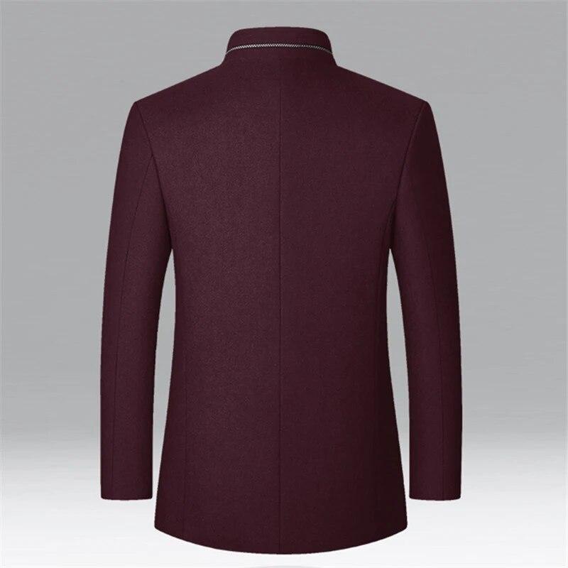 Wool Blend Coat Men Winter Fashion Wild Overcoat Male Thicken Keep Warm Jackets Trench Outerwear Wool Coat Stand Collar
