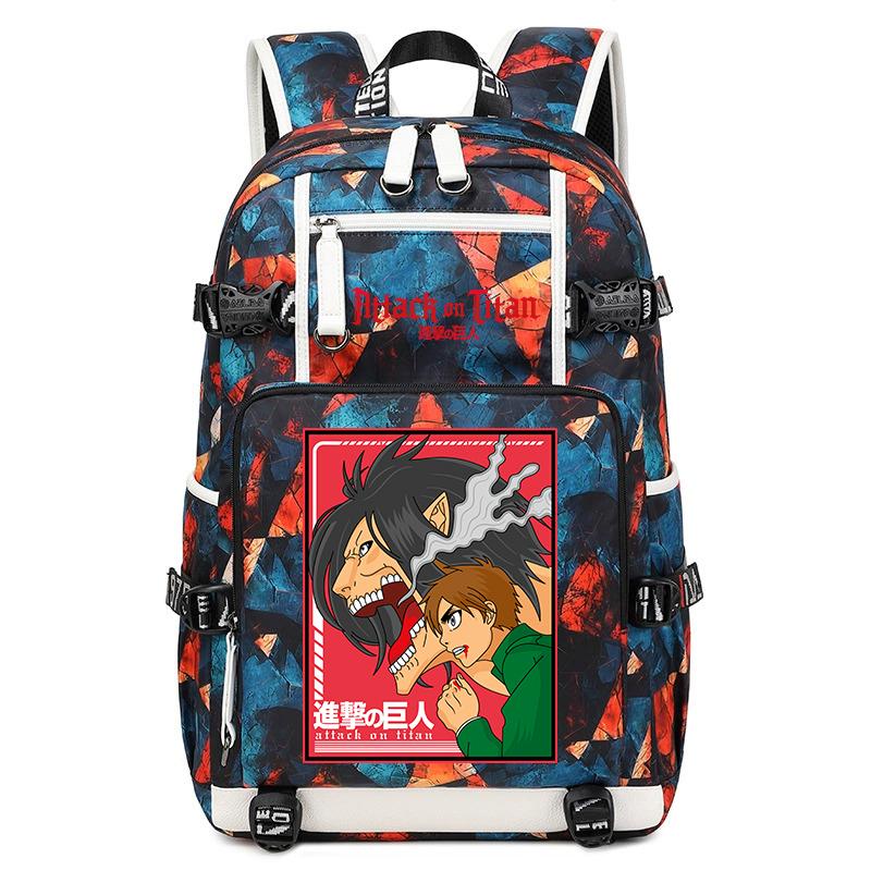 Attack On Titan Anime Print Student Backpack Large Capacity Casual Daypack for Boys Girls School Travel