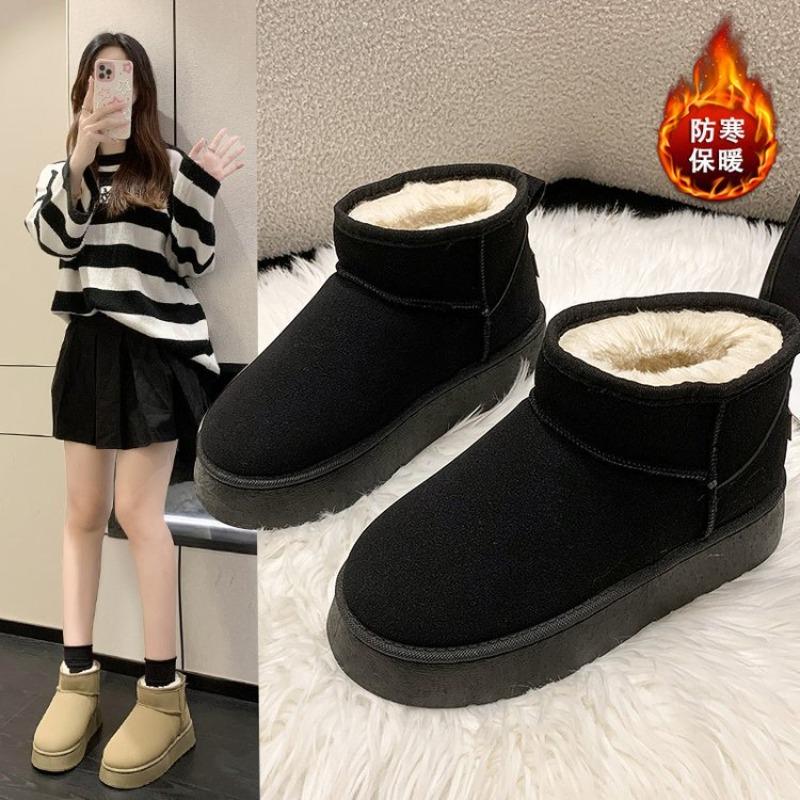 thick-soled outer wear short snow boots women's winter new versatile velvet thickened warm cotton shoes