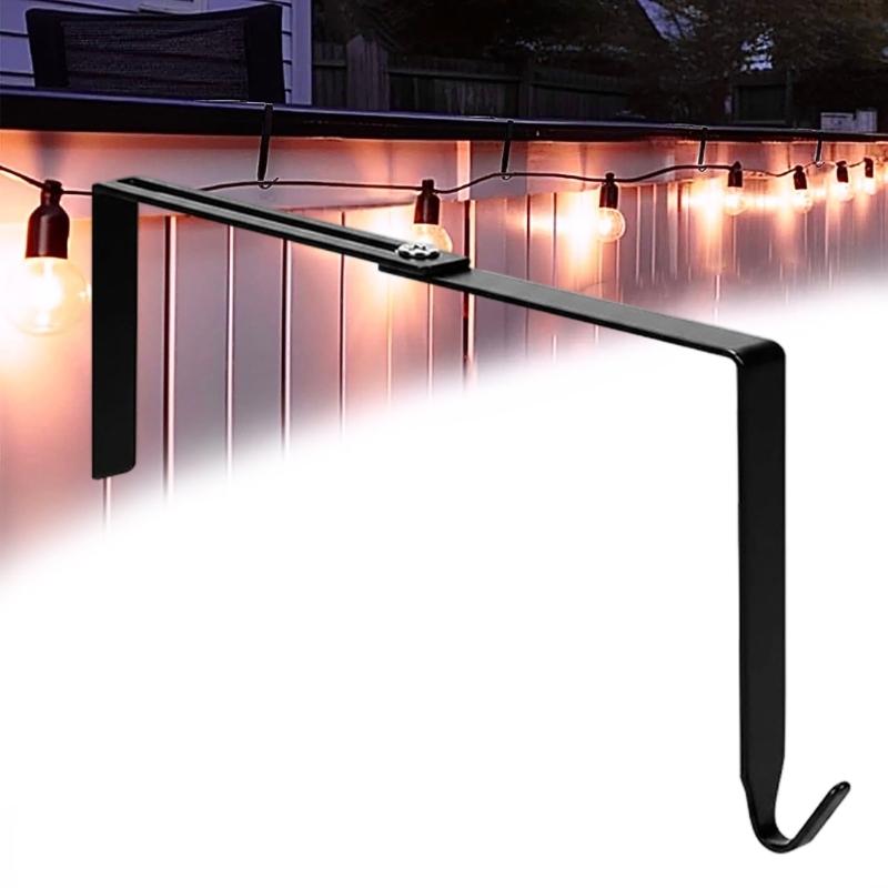 Metal String Light Hanging Hook, Outdoor Edge Hanger for Fence Rail and Balcony Wall Lighting, Garden Light Holder for Home Use Daily