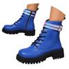 Dicke Sohle Runde Spitze Damen Einfarbige Modische Freizeit Schnürung Mittelhohe Stiefel Glitzernde Gummistiefel für Damen Mittelhoch