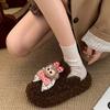 Fashion, lightweight and cute cartoon thick-soled fluffy slippers for women to wear winter velvet bag head slippers