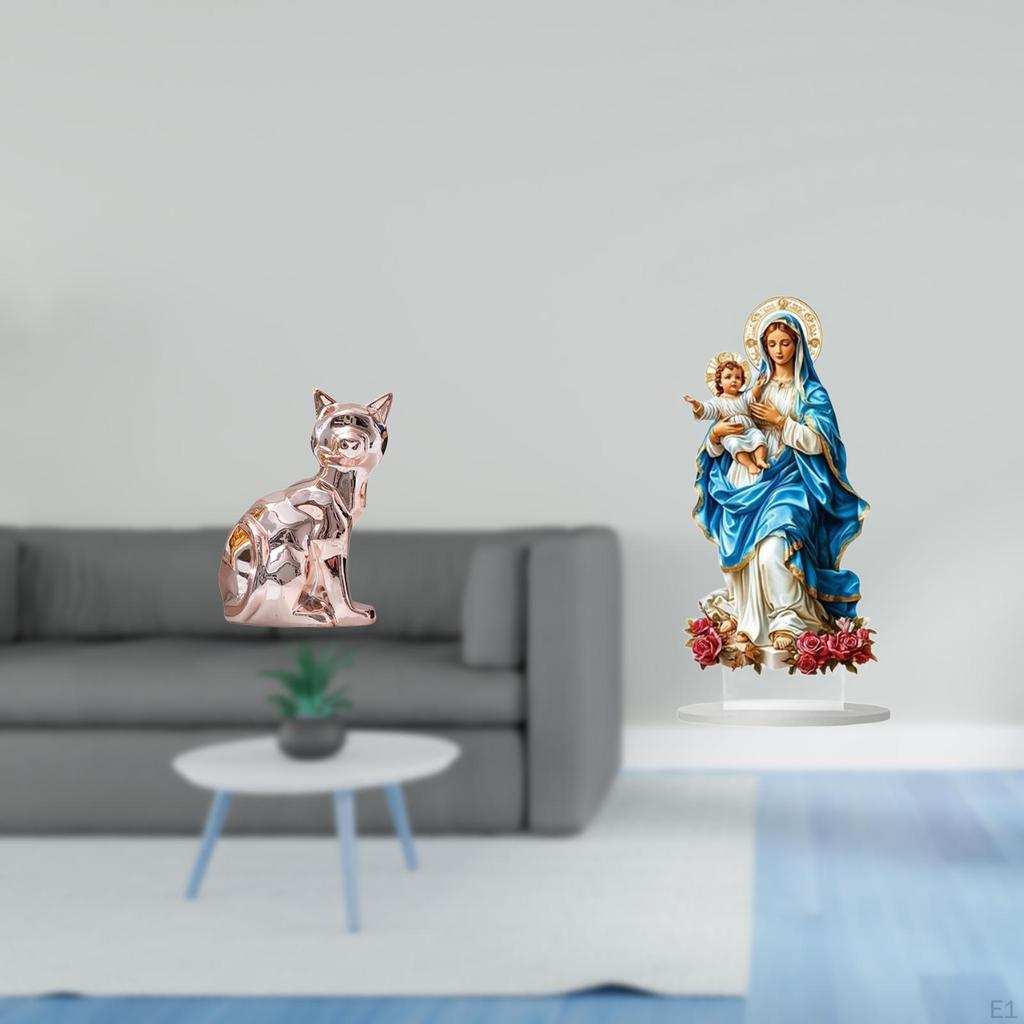 Acrylic Cat Animal Sculpture Figurine Art Craft Ornament Unique Desktop Decor DIY Tabletop Home